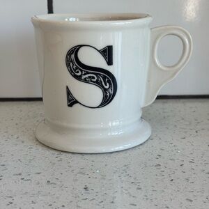 Anthropologie Monogram “S” Ceramic Shaving-Style Mug | EUC